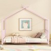 LOVMOR Twin Size Metal House Platform Beds with Slat Kit,Montessori Bed Frame w/House Roof for Kids,No Box Spring Needed,Easy to Assemble,Pink - 4 of 4