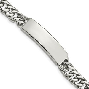 Black Bow Jewelry Men's 12mm Stainless Steel Curb Link I.D. Bracelet, 8.5 Inch - 1 of 4