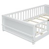 PAGED Twin Size Floor Bed Modern Pine Bed Frame with Built-In Book Storage, Guardrails and Opening for Bedroom, Easy Assembly - 4 of 4