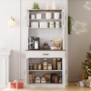 Coolmee 71 inch Kitchen Tall Pantry Cabinet with Microwave Stand and Coffee Bar, Freestanding Hutch Cabinet with Adjustable Shelves and 4 Doors - 3 of 4