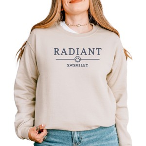 Simply Sage Market S.W.Smiley Embroidered Radiant Smiley Outline Sweatshirt - 1 of 4