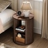 Fluted Round End Table for Living Room or Bedroom, Nightstand with Sliding Tambour Door - 2 of 4