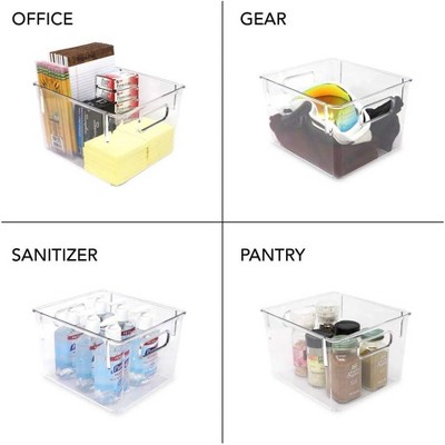 Isaac Jacobs 3-Pack Large Clear Storage Bins with Handles, Plastic Organizer for Home, Office, Kitchen/Pantry, Food Safe, BPA Free - Medium — фото 2