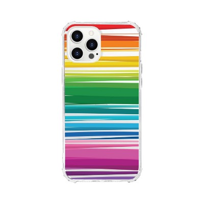 OTM Essentials Apple iPhone 13 Pro Max Clear Tough Edge Phone Case - Stripes Rainbow