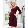 Women's Maternity Dress 3/4 Sleeve V Neck Nursing Dresses Casual A Line Ruffle Party Midi Dress - 4 of 4