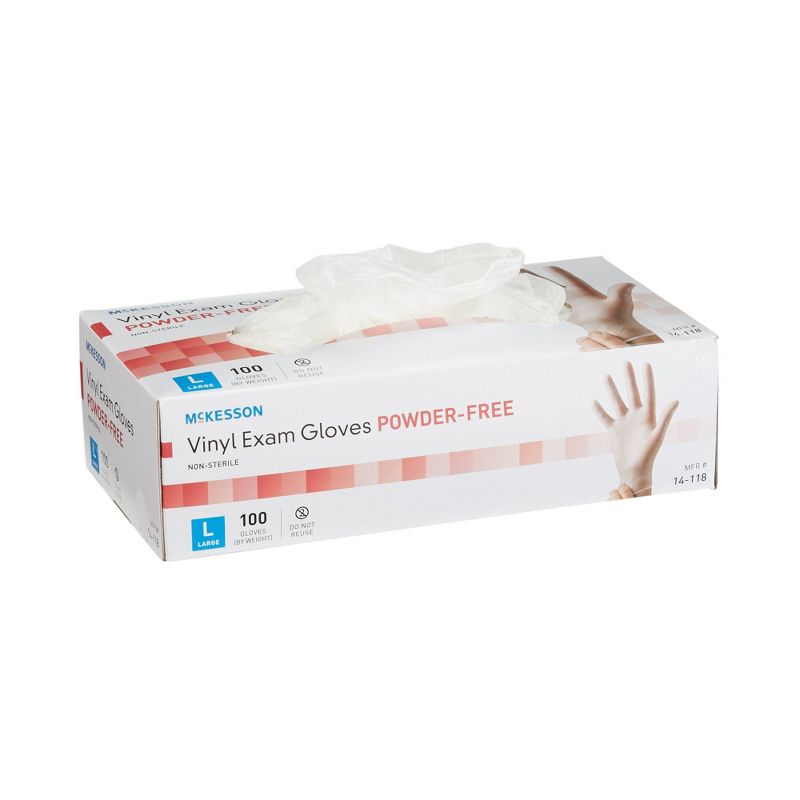 McKesson Vinyl Gloves, Powder-Free, Clear, Large, 100 Count, 10 Boxes, 1000 Total, 1 of 8