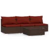 vidaXL 4 Piece Patio Lounge Set with Cushions Brown Poly Rattan - 2 of 4