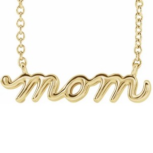 Pompeii3 14K Yellow Petite Mom Script Pendant 18" Necklace 3/4" Wide - 1 of 4