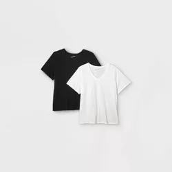 Women's Plus Size Short Sleeve V-Neck 2pk Bundle T-Shirt - Universal Thread™ Black/White 4X