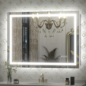 Apmir Super Bright Front & Back LED Lighted Anti-Fog Tempered Glass Bathroom/Vanity Mirror with ETL & 3-Year Warranty - 1 of 4
