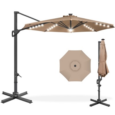 Best Choice Products 10ft 360-Degree Solar LED Cantilever Patio Umbrella, Outdoor Hanging Shade w/ Lights