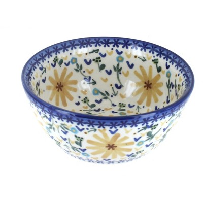 Blue Rose Polish Pottery Yellow Daisy Cereal/Soup Bowl