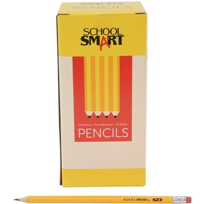 School Smart No 2 Pencils, Pre-Sharpened, Hexagonal with Latex-Free Erasers, Pack of 144