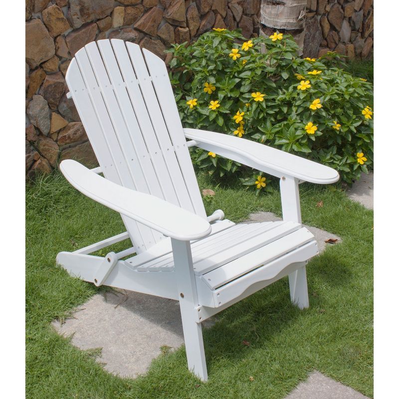 Northbeam Outdoor Garden Portable Foldable Wooden Adirondack Deck Chair with Easy to Fold Design, White, 2 of 7