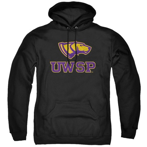 University of Wisconsin Stevens Point Official Distressed Primary Adult Pull-Over Hoodie, Charcoal - image 1 of 4