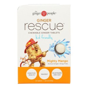 Ginger People Ginger Rescue for Kids - Mighty Mango - 24 Chewable Tablets - Case of 10 - 1 of 3