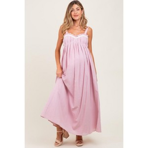 Pinkblush Light Pink Sweetheart Neckline Open Back Maternity Maxi Dress - 1 of 3