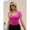 Women's Square Neck Mesh Panel Blouse Delicate Sheer Accent Top for Parties, Dates Everyday Elegance - 4 of 4