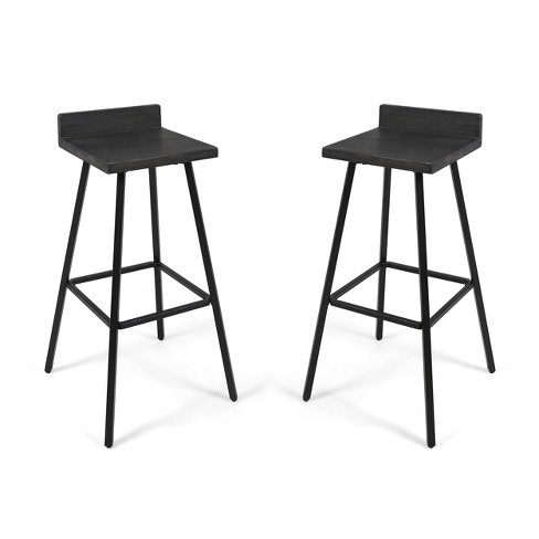 Set Of 2 Bidwell Modern Wood Barstool Dark Gray Christopher