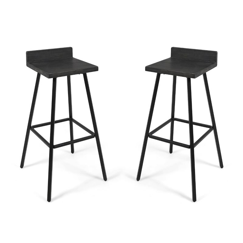 Set of 2 Bidwell Modern Wood Barstool - Christopher Knight Home, 1 of 10