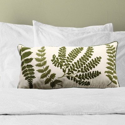 Storied Home Fern Embroidered Bolster Pillow