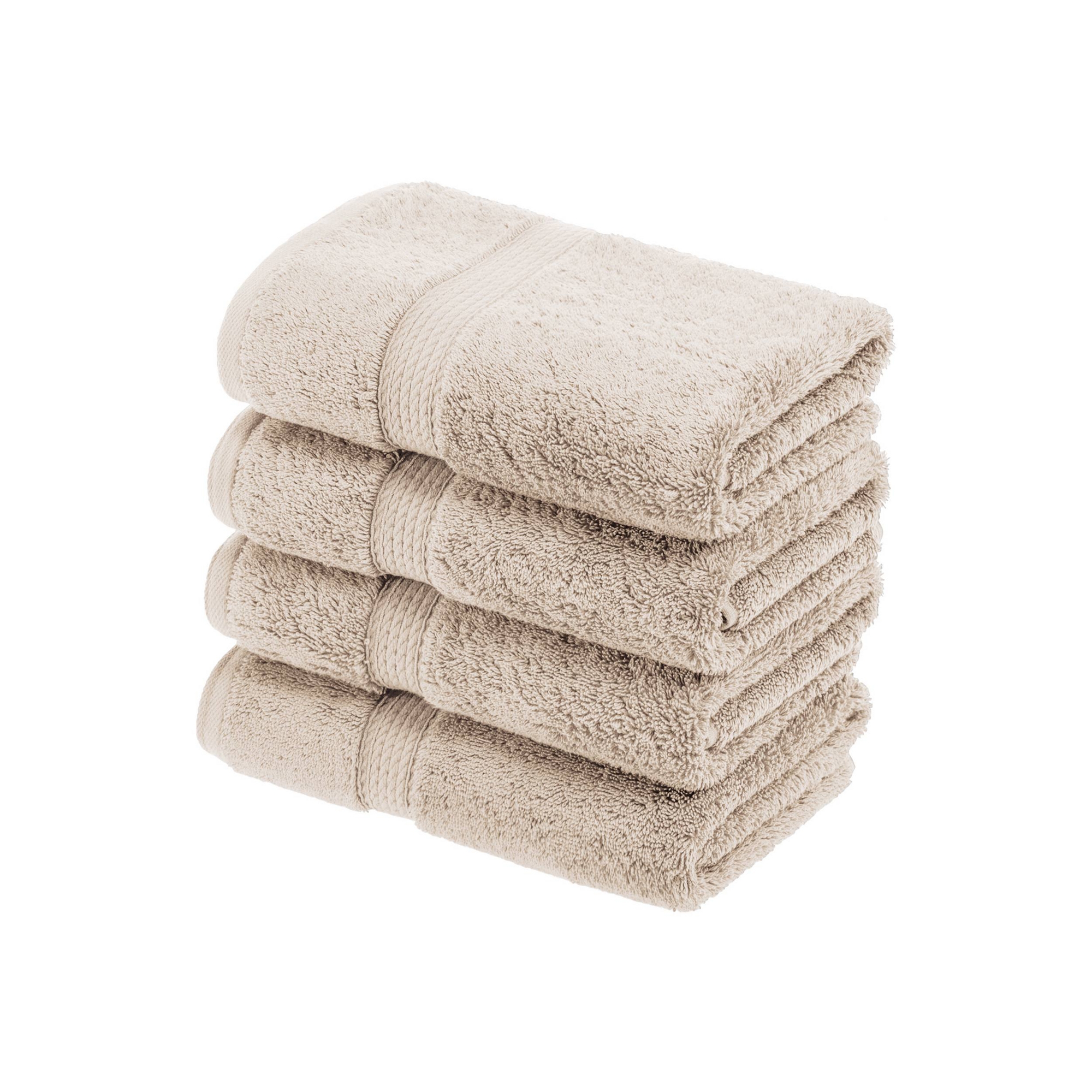 Luxury Egyptian Cotton Heavyweight Absorbant Ultra-Plush 4 Piece Hand Towel Set, Stone - Blue Nile Mills