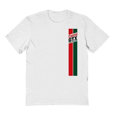 Rerun Island Men's Castrol Box Racing Stripe Short Sleeve Graphic Cotton T-Shirt
