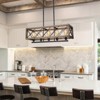 LNC Lucia 5-Lights 32" Modern Farmhouse Rectangle  Kitchen Island Pendant  Lights, Matte Black and Brown Wood - 4 of 4