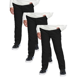 Galaxy Authentic 3 Pack Boy's Stretch Slim Fit School Uniform Chino Pants - 1 of 4