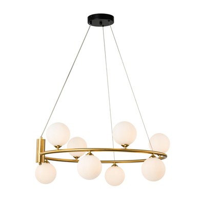 LLHZSY 8-Light Modern Sputnik Cluster Pendant Wagon Wheel Glass Globe Bubble Chandelier