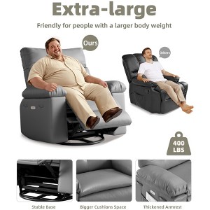 Wide Single Sofa Seat ,Manual Recliner Chair for Living Room, 360 Degree Swivel Massage Recliner  PU Leather Lounge Chair with Side Pocket - 1 of 4