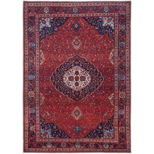 Rawlins Transitional Medallion Red/Blue/Tan Area Rug - 1 of 4