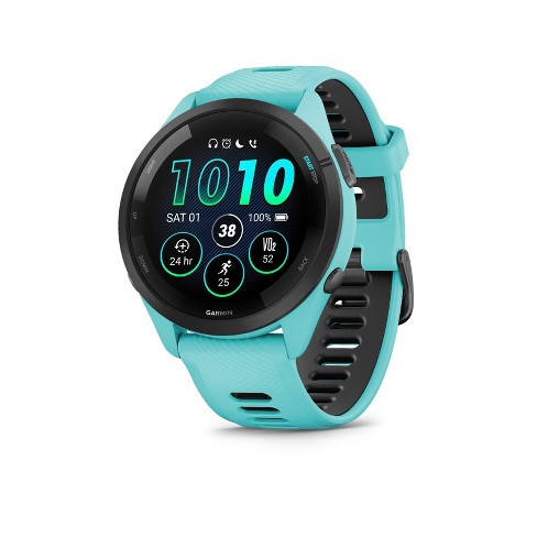 Garmin Forerunner 265 Black Bezel with Aqua Case and Aqua/Black Silicone  Band