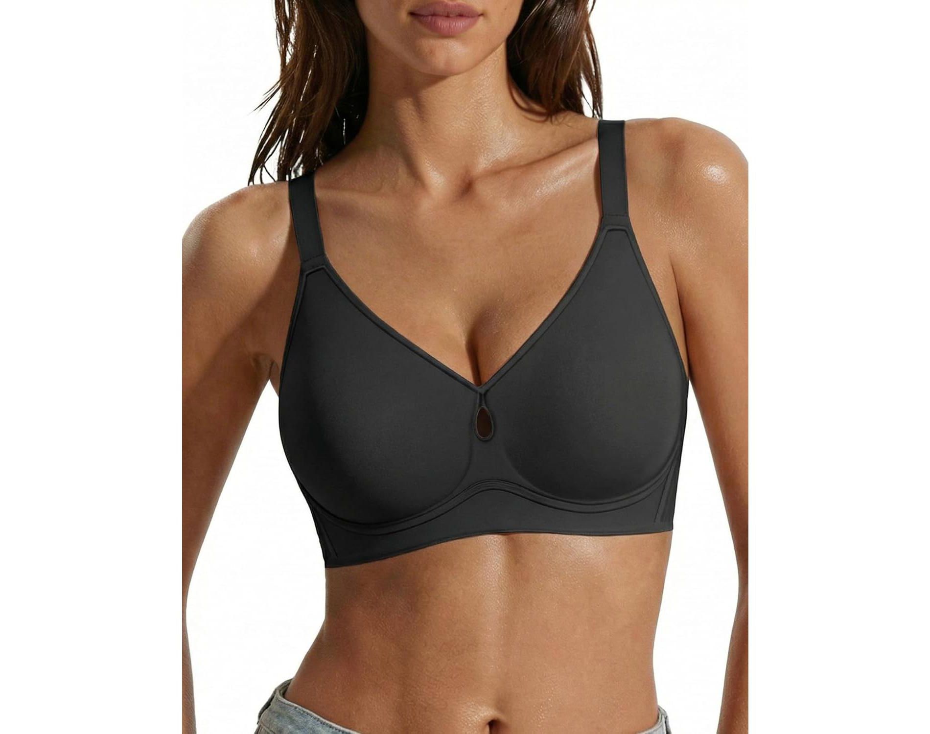 Avidlove Bras for Women No Underwire Seamless Bralette Teardrop Cutout Full Coverage T-Shirt Bra with Velvet Trim