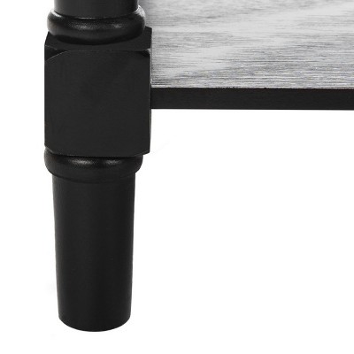 Distressed Black Pine Wood Rectangular Coffee Table with Storage