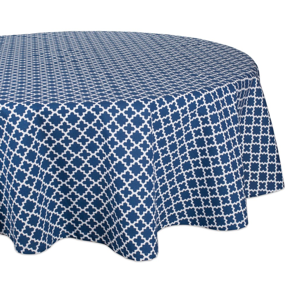 Photos - Tablecloth / Napkin 70" Cotton Lattice Kitchen Tablecloth Blue - Design Imports