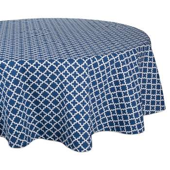 70" Cotton Lattice Kitchen Tablecloth Blue - Design Imports