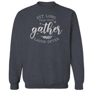 Rerun Island Men's Christmas Sit Long Talk Much Long Sleeve Graphic Cotton Sweatshirt - 1 of 1