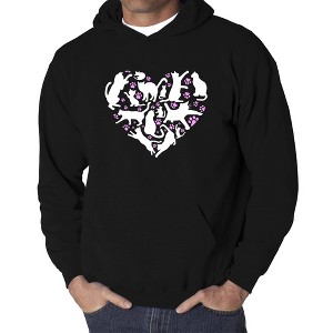 LA Pop Art Cat Heart - Men's Word Art Hooded Sweatshirt - 1 of 4