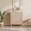 Garvee 31.5" Fluted Natural Buffet Sideboard Cabinet with Adjustable Shelves and Gold Metal Handles ¨C Oak - 3 of 4