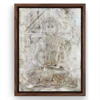 Americanflat - Ivory Buddha by PI Creative Art Floating Canvas Frame - Modern Wall Art Decor