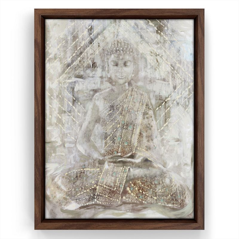 Americanflat - Ivory Buddha by PI Creative Art Floating Canvas Frame - Modern Wall Art Decor, 1 of 7