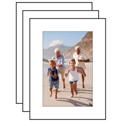 Americanflat Front Loading Picture Frame Set with Mat - Perfect for Photos and Wall Decor - Black - 3 Pack
