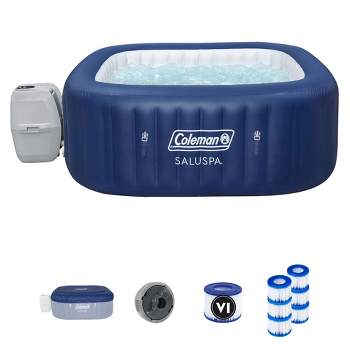 Coleman SaluSpa 4 Person Square Portable Inflatable Outdoor Hot Tub Spa Bundle with SaluSpa Pool Filter Pump Type VI Replacement Cartridge (3 Pack)
