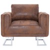 vidaXL Cube Armchair - Brown Faux Suede Leather Upholstery, Ergonomically Designed, Sturdy Wooden Frame, Stylish Chrome Feet, Comfortable Seating - 3 of 4
