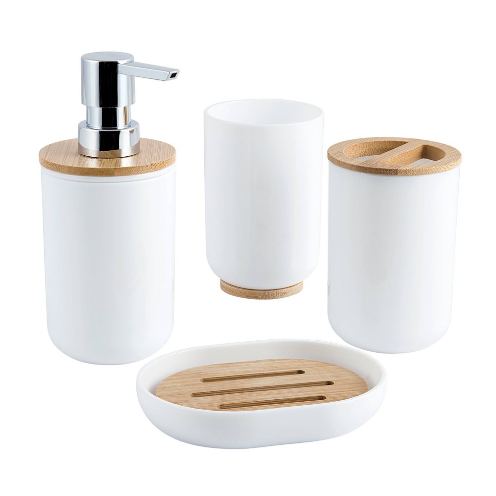 Photos - Other sanitary accessories 4pc Felicity Bath Coordinate Set White/Natural - Allure Home Creations