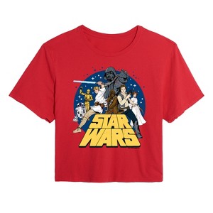 Women's - Star Wars - Luke and Friends Retro Group Cropped Graphic T-Shirt - 1 of 4