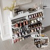 Fluted Shoe Storage Cabinet with 4 Flip Drawers, Modern Farmhouse Hidden Shoe Rack, Wooden Shoe Organizer with Metal Legs for Entryway, Hallway - 4 of 4