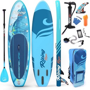 SereneLife Rising Flow Stand-Up Paddleboard SUP - 10'6'' Inflatable Water Paddle-Board with Mobile Phone Case - 1 of 4