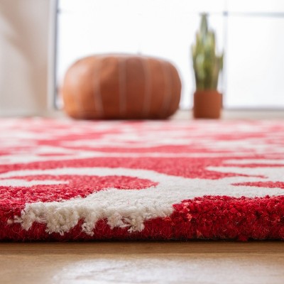 Wyndham Red and Ivory Hand-Tufted Wool Area Rug 5' x 8'